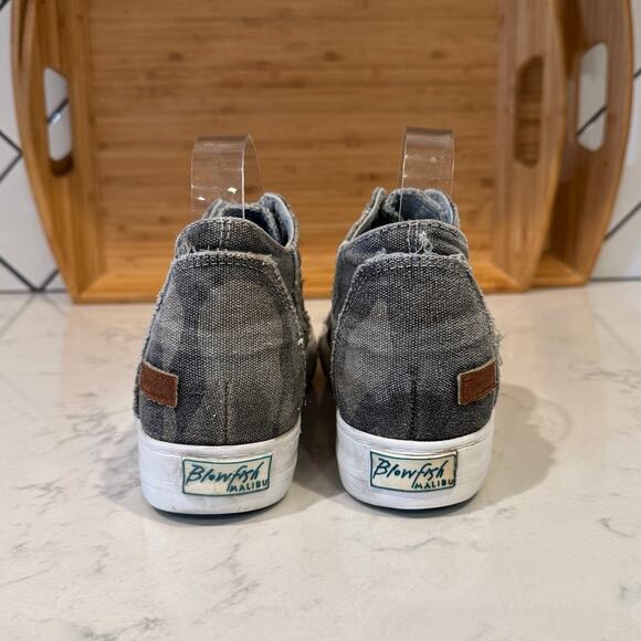 Blowfish Malibu Mamba Wedge Sneaker camo gray size 9  casual canvas side zip - Picture 2 of 9